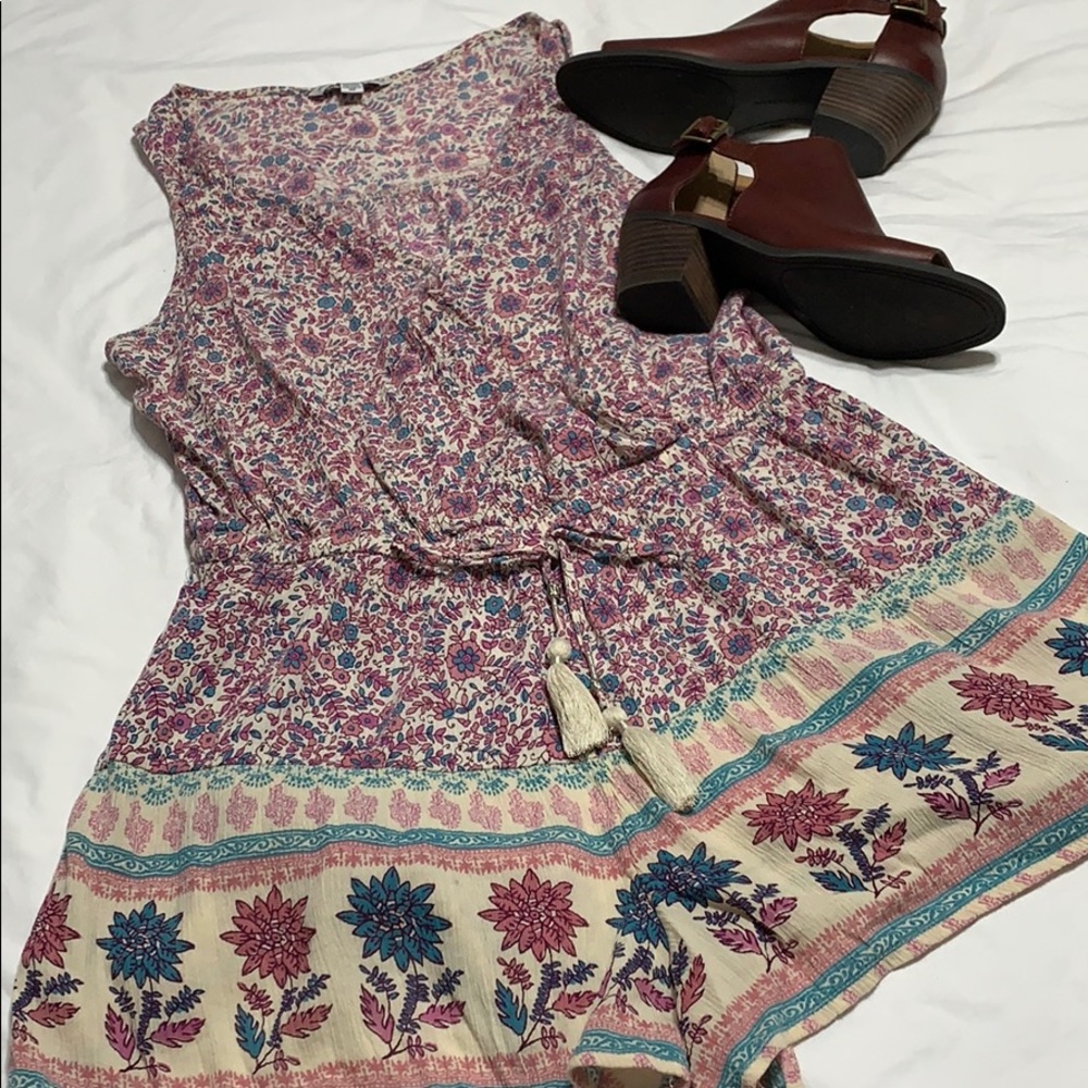 America Eagle boho pink and tan hues Romper